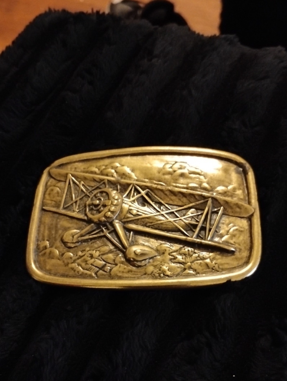 VINTAGE AVON BIPLANE BRASS BELT BUCKLE EXCELLENT CONDITION